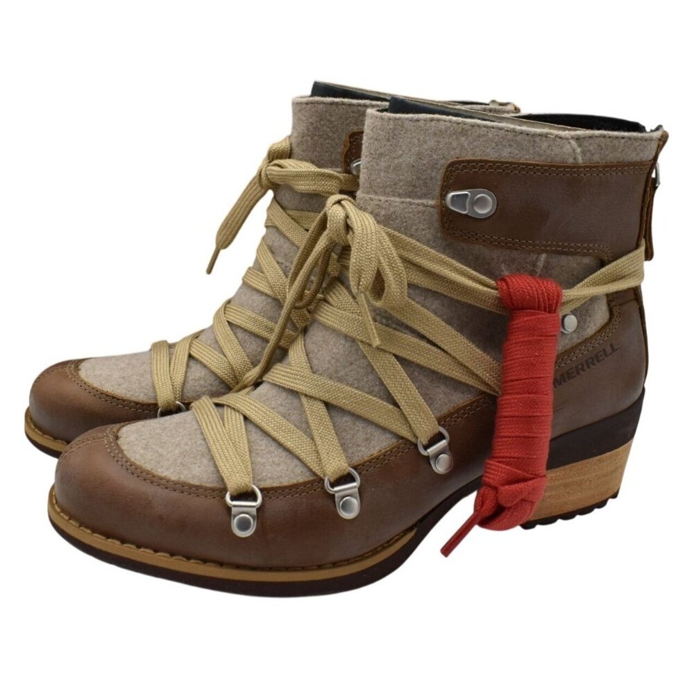 Merrell Womens Size 7 Shiloh II Warm Camel Leather Boots Shoes
